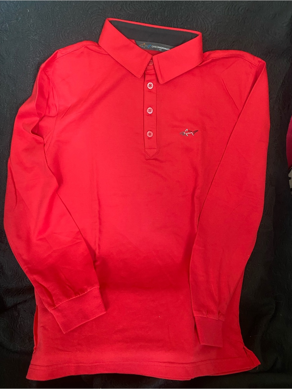 Greg Norman Collection Long-Sleeve Red Polo with Shark Logo like new